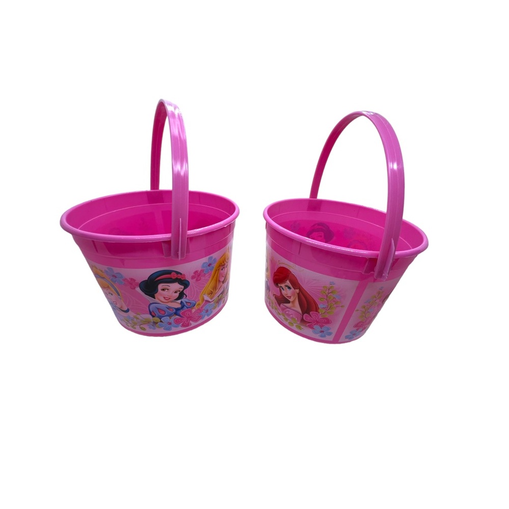 Two Disney Princess Pink Party Toy Storage Buckets